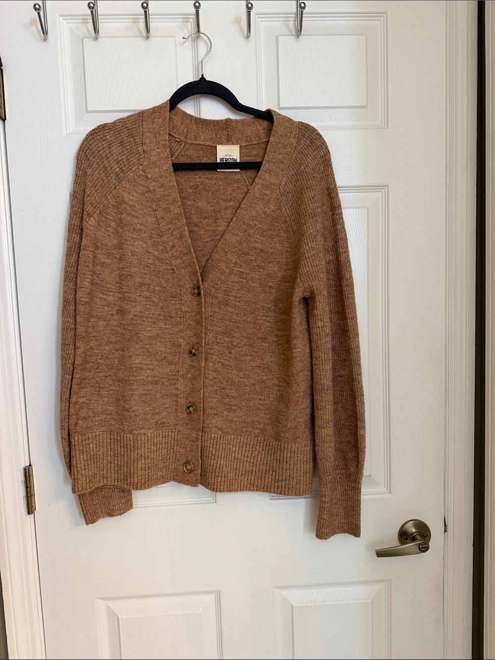 Women's V-Neck Button-Front Cardigan Sweater - Camel Brown